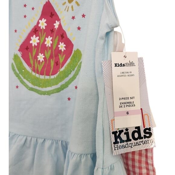 NWT Kids Headquarters Girls Watermelon 2 Piece Set Shorts Summer Tank 6 - Picture 4 of 9